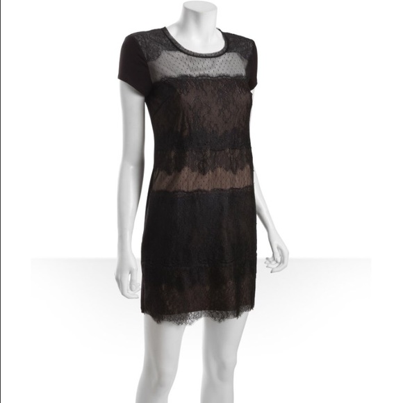 BCBG Stretch Jersey Knit Lace Front Dress