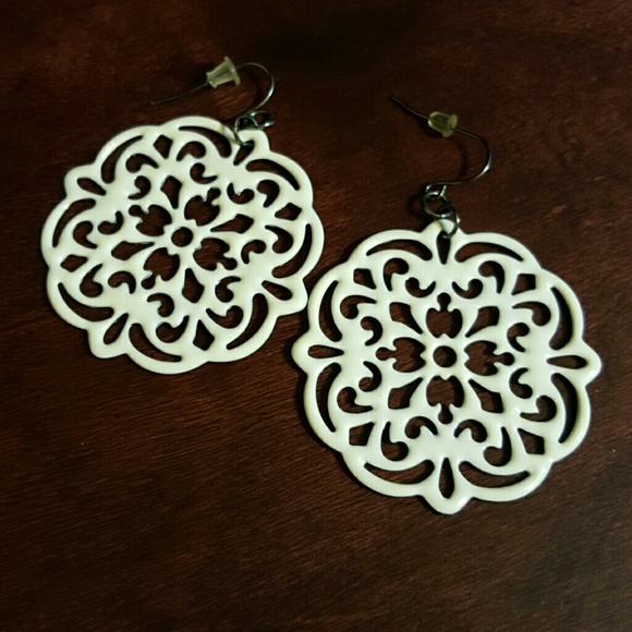 White Designed Earrings