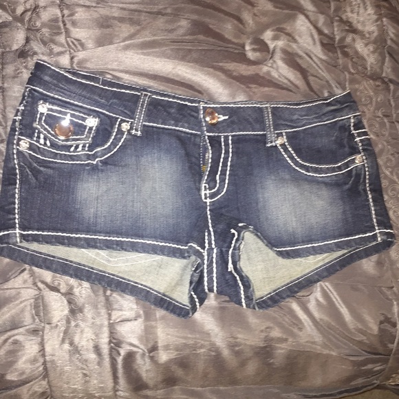 Acid wash jean shorts