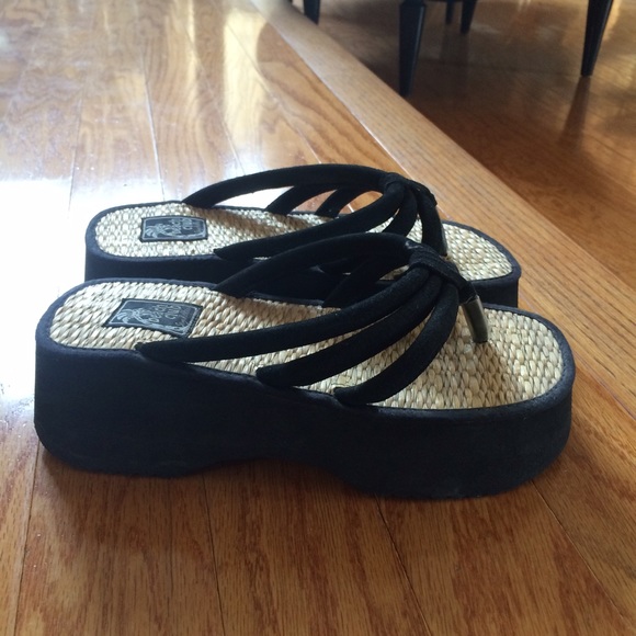 wicker platform sandals