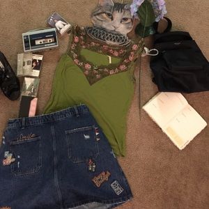 Free People's Ripped Floral Lace Edge Tank Top