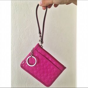 Pink Coach wristlet Keychain cardholder