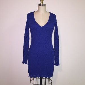 Long sleeve lace Bodycon Vneck Royal Dress by F21