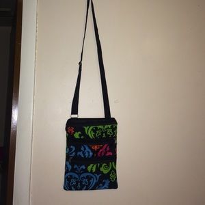 Black floral satchel bag (very good condition)