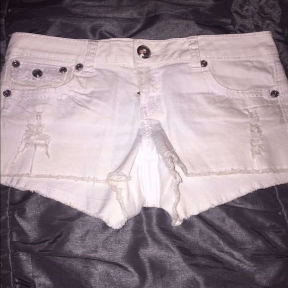 White jean shorts