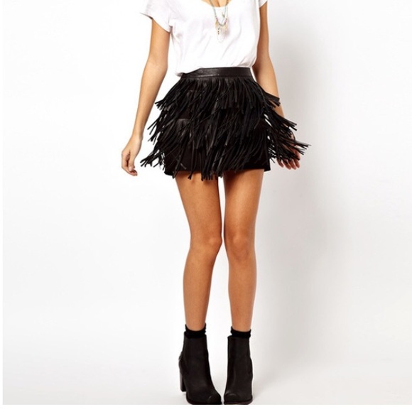 HOST PICK💛Faux Leather Fringe Skirt - Picture 2 of 2