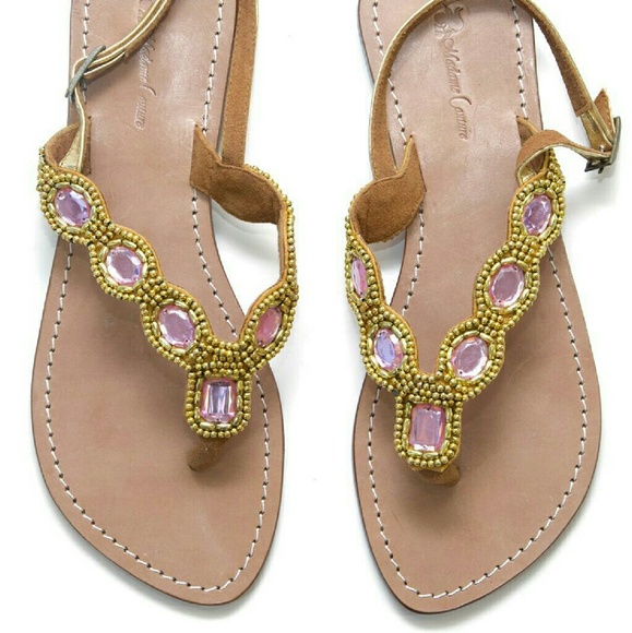 Beaded leather sandal