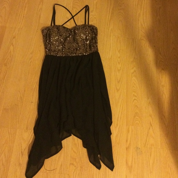 Two-Toned Gold and Black Semi- Formal Dress