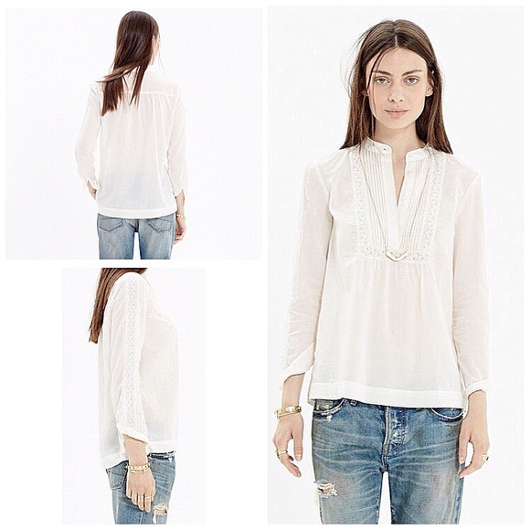 Madewell Tops - Black Eyelet-Inset Blouse