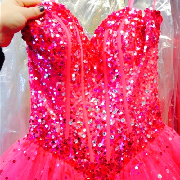 Beautiful hot pink ball gown prom dress