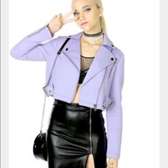 Lavender Spongy Biker Jacket from Shop Jeen