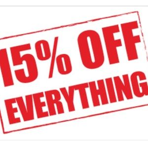 15% everything. Shoes 20% off ;)