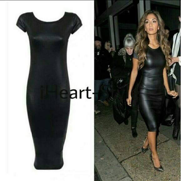 Black Leather pencil dress