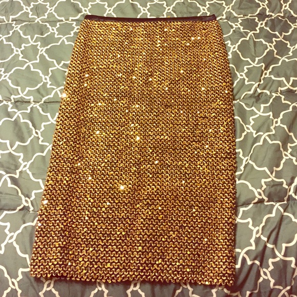 Gold Sequin Pencil Skirt
