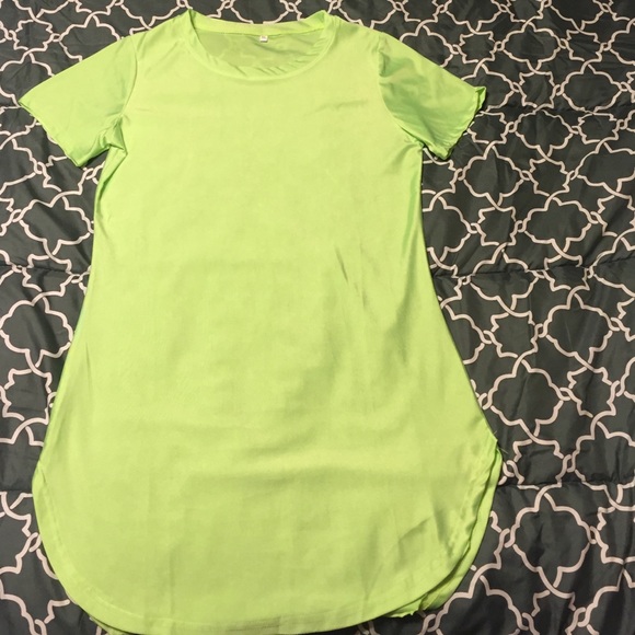 Neon Yellow Curved Hem Dress
