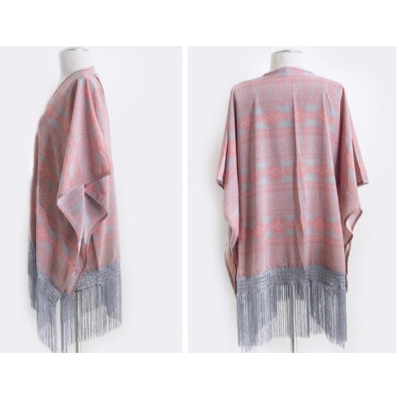 NWT, OSFA Two Tone Aztec Print Kimono - Picture 3 of 4