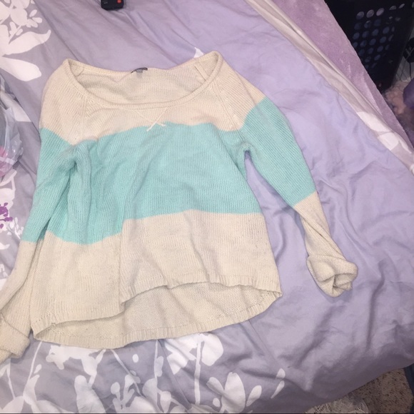 Turquoise and white sweater