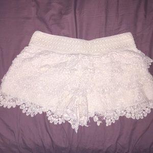 Cream Colored Lace Shorts