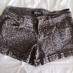 Forever 21 printed denim shorts