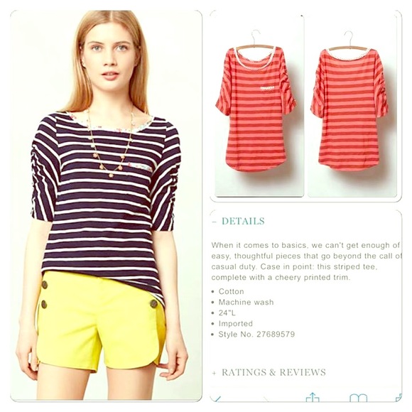 Small Ruched & Ruled Tee by Postmark.
