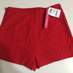 Red High Waisted Shorts