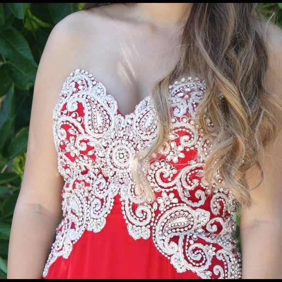 Red and silver prom dress!