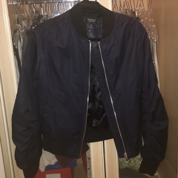 DARK BLUE TOPSHOP BOMBER