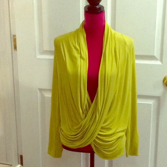 Blue rain Tops - Blue rain lime green wrap blouse Blue rain Tops - Blue rain lime green wrap blouse