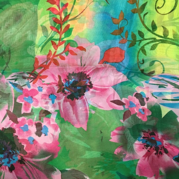 100% silk Scarf Hand Painted Floral Spring Scarf - Picture 4 of 4