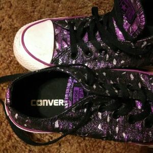 Purple and black glitter converse