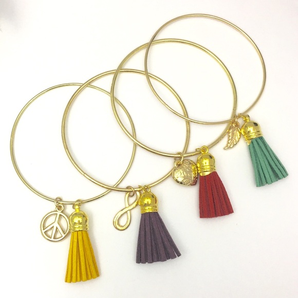 GET ALL 4 - Tassel Bangles with Charms