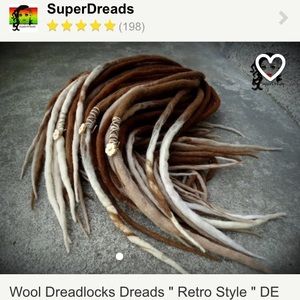 Synthetic worsted wool dreadlock extensions