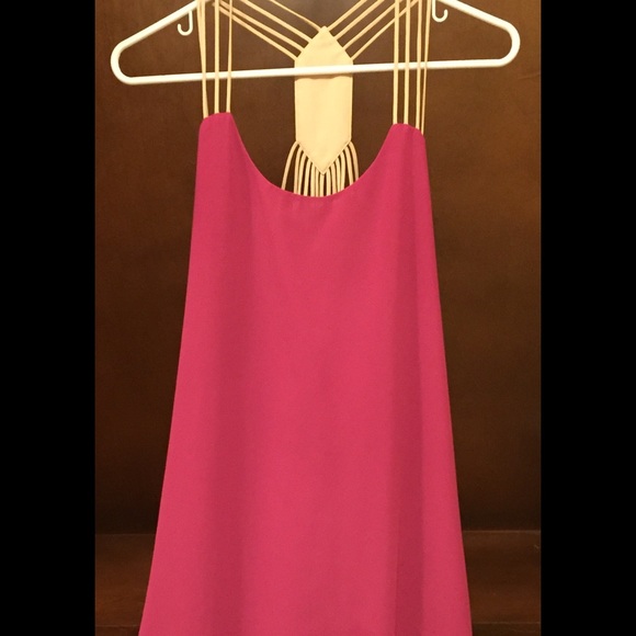 Hot pink tank dress with strappy back