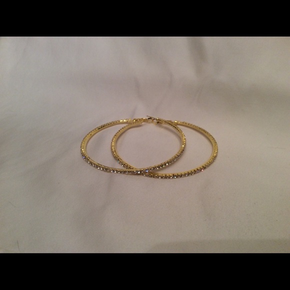Rhinestone Hoop Earrings - Picture 3 of 3