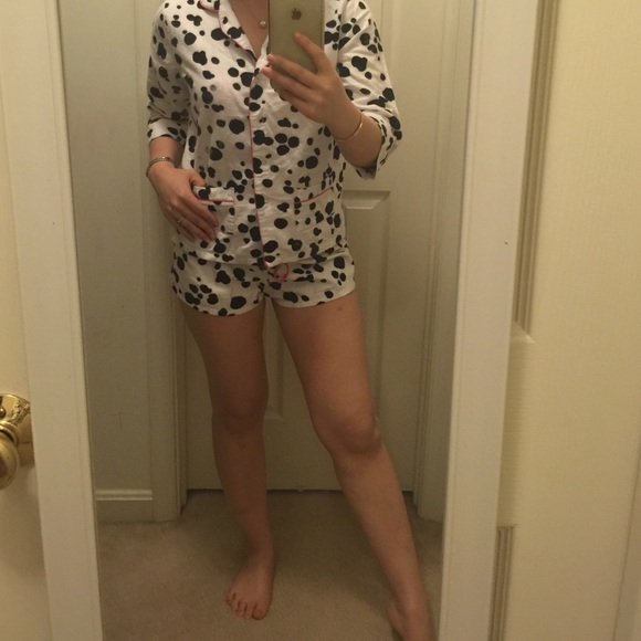 3 pieces set of black and white cow spots pajamas
