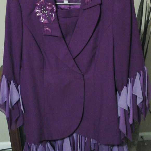 2pc Purple Lew Magram skirt and jacket