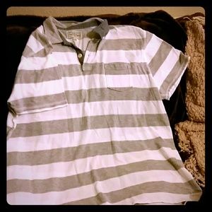 Lucky Brand xxl men's polo shirt, gray and white