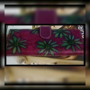 Flowers large checkbook wallet