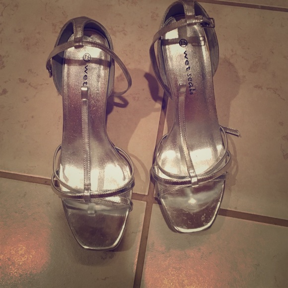 Silver heels -Wet Seal