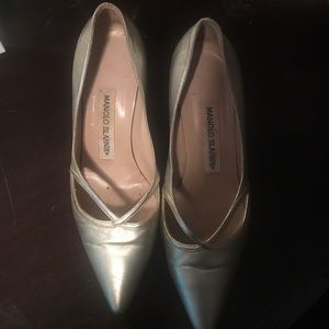 Manolo Blahnik silver heels 36.5