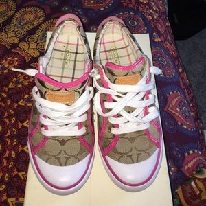 Pink and brown Coach sneakers (great condition)