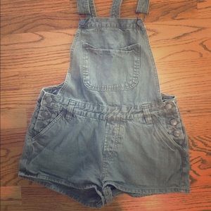 Army green short overalls