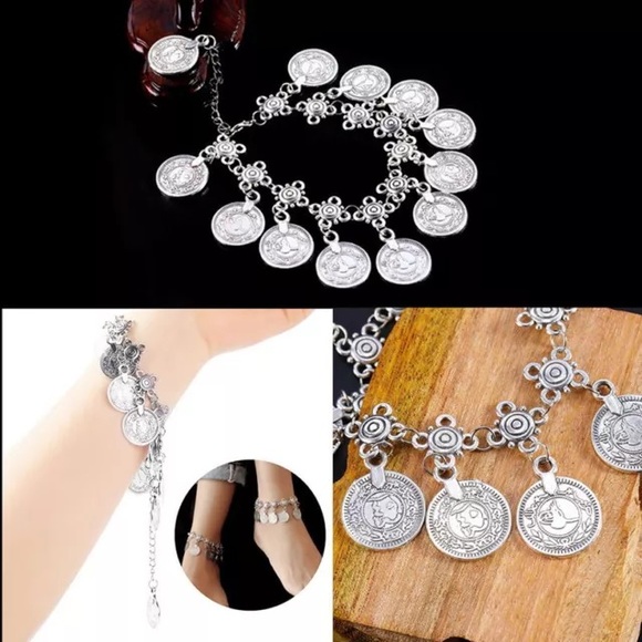 Turkish silver coin ankle bracelet - Picture 3 of 4