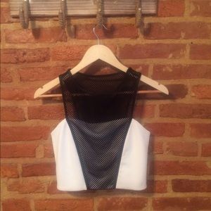 Express black and white crop top