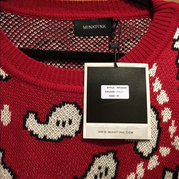 NWT Nasty Gal x Mink Pink Red Bandana Sweater - Picture 3 of 6