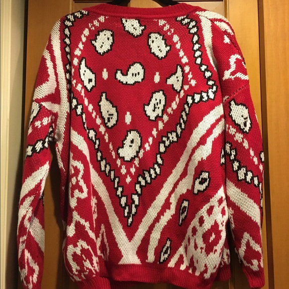 NWT Nasty Gal x Mink Pink Red Bandana Sweater - Picture 4 of 6