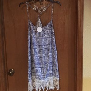 En Creme Royal blue tribal dress