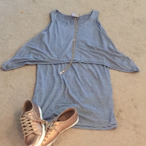 Francesca's KERIAN STRIPED LAYER DRESS XS