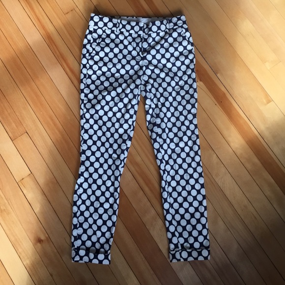 J.Crew retail cafe Capri in navy/white polka dot