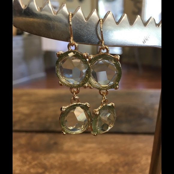 Light Green & Gold Glass Earrings